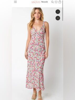 ABOVO Floral V-Neck Maxi Dress - Pink Multi